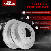 Ceramic Rear Brakes Pad and Rotors Drilled Slotted Vented Replacement Disc Brake Kits for Toyota Land Cruiser Sequoia 2008-2021/ Tundra 2007-2021, for Lexus Lx570 2008-2021