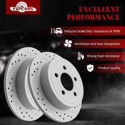 Ceramic Rear Brakes Pad and Rotors Drilled Slotted Solid Replacement Disc Brake Kits for Jeep Liberty 2003 2004 2005 2006 2007/ Wrangler Tj 2003-2006 with Rear Disc