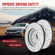 Front Drilled and Slotted Disc Brake Rotors Replacement for Hyundai Elantra Gt Kona Electric Sonata Tucson Veloster