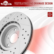 Front Drilled and Slotted Disc Brake Rotors Replacement for Subaru Impreza 2017 2018 2019 2020 2021 2022 2023