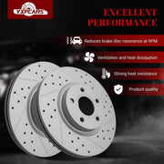 Ceramic Front Brakes Pad and Rotors Drilled Slotted Vented Disc Brake Kits for Volvo C30 2007-2013/ S40 2004 With 5/ S40 2005-2011/ C70 2006-2013/ V50 2005-2011