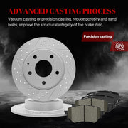 Front & Rear Drilled Slotted Rotors and Ceramic Disc Brake Pads Kit for Mazda 3 2014-2016/3 2017-2018 With Manual Parking Brake/ 3 Sport 2014 Gs Gx