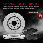 Ceramic Front Brakes Pad and Rotors Drilled Slotted Vented Replacement Disc Brake Kits for Suzuki Swift+ 2004 2005 2006 2007 2008 2009, for Daewoo Lanos 1999-2000 1.5l