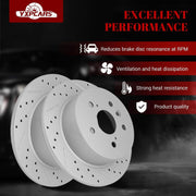 Ceramic Rear Brakes Pad and Rotors Drilled Slotted Solid Replacement Disc Brake Kits for Lexus Es300H/Es350 2013-2018, for Toyota Avalon 2013 2014 2015 2016 2017 2018/ Camry 2012-2017