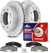 Ceramic Front Brakes Pad and Rotors Drilled Slotted Vented Replacement Disc Brake Kits for Chevry Silverado 2500/3500 Hd 2011-2019, Suburban 3500 Hd 2016-2018, for Gmc Sierra 2500/3500 Hd 2011-2019
