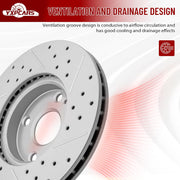 Front Drilled and Slotted Disc Brake Rotors Replacement for Mazda 2 2016 2017 2018 2019 2020 2021 2022, for Toyota Yaris 2019-2020/ Yaris Ia 2017-2018, for Scion Ia 2016
