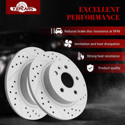 Ceramic Rear Brakes Pad and Rotors Drilled Slotted Solid Replacement Disc Brake Kits for Buick Encore 2013-2017, for Chevry Cruze Limited 2016/ Cruze 2011 2012 2013 2014 2015/ Sonic Trax 2013-2017