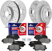 Front & Rear Drilled Slotted Rotors and Ceramic Disc Brake Pads Kit for Honda Odyssey 2011 2012 2013 2014