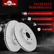 Front & Rear Drilled Slotted Rotors and Ceramic Disc Brake Pads Kit for Acura Zdx 2010-2013/ Mdx 2007 2008 2009 2010 2011 2012 2013, for Honda Pilot 2009-2014 2015