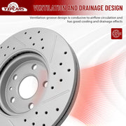 Front Drilled and Slotted Disc Brake Rotors for Chevy Bolt Euv 2022-2023, Bolt Ev 2017-2023, Cruze 2010-2019,Cruze Limited 2016, Sonic 2012 2015-2020 (Sonic 2013-2014 Ls, Lt, Ltz), Volt 2016-2019