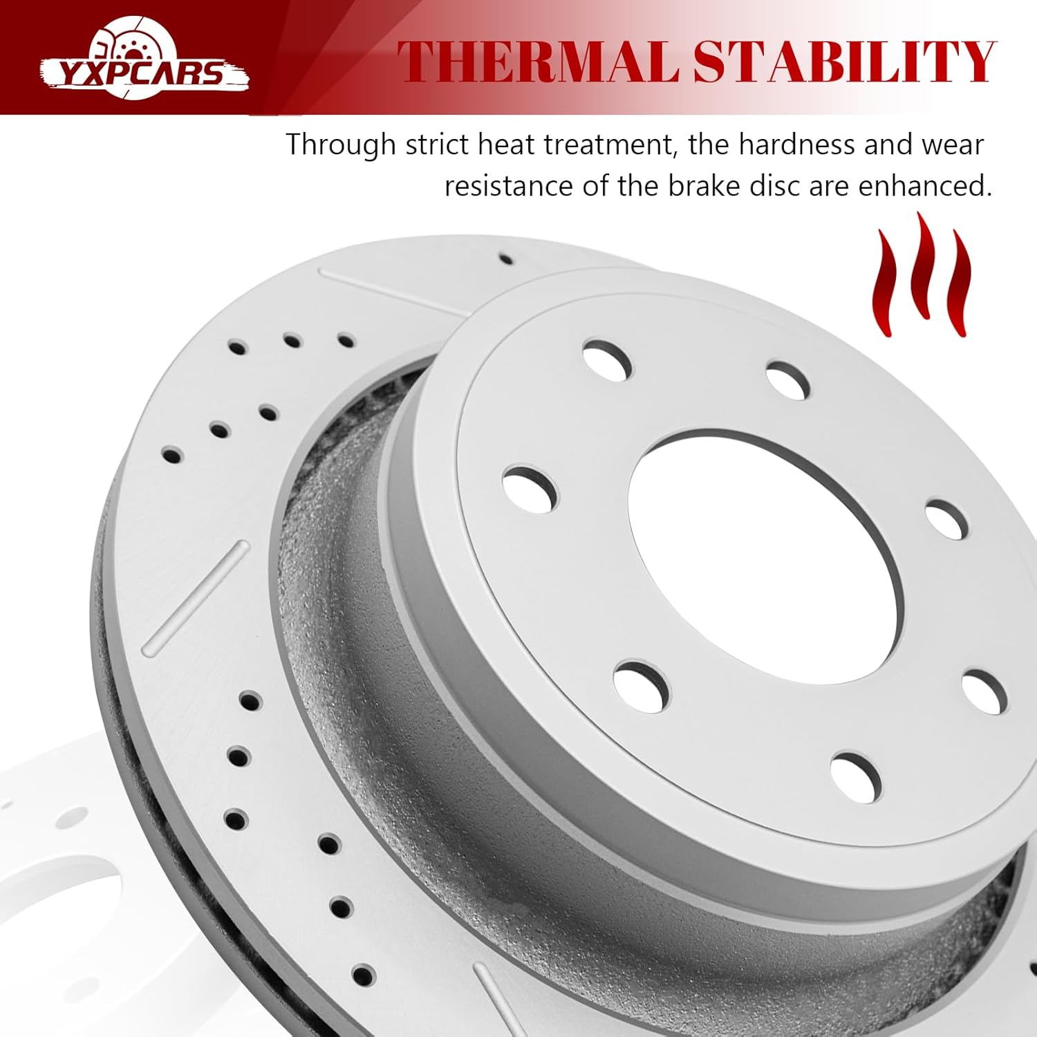 Ceramic Rear Brakes Pad and Rotors Drilled Slotted Vented Replacement Disc Brake Kits for Ford F-150 2012 2013 2014