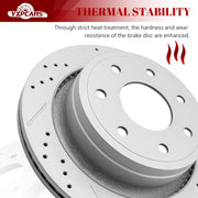 Ceramic Rear Brakes Pad and Rotors Drilled Slotted Vented Replacement Disc Brake Kits for Ford F-150 2012 2013 2014