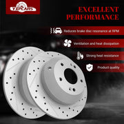 Front & Rear Drilled Slotted Rotors and Ceramic Disc Brake Pads Kit for Hyundai Santa Fe 2013-2016/ Santa Fe Xl 2013 2014 2015 2016