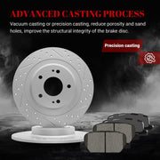 Ceramic Rear Brakes Pad and Rotors Drilled Slotted Solid Replacement Disc Brake Kits for Mitsubishi Outlander 2018/ Outlander Fwd 2017/ Outlander Phev 2018 2019 2020 (Manual Parking Brake)