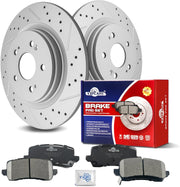 Ceramic Rear Brakes Pad and Rotors Drilled Slotted Solid Replacement Disc Brake Kits for Honda Odyssey 2018 2019 2020 2021 2022 2023