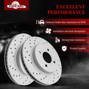 Ceramic Front Brakes Pad and Rotors Drilled Slotted Vented Replacement Disc Brake Kits for Nissan Micra 2015 2016 2017 2018 2019/ Versa Note 2014-2019/ Versa 2012 1.6L/ Versa 2013-2019