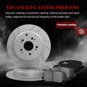Ceramic Rear Brakes Pad and Rotors Drilled Slotted Solid Replacement Disc Brake Kits for Honda Odyssey 2011-2017/ Pilot 2009-2015, for Acura Mdx 2007-2013/ Zdx 2010-2013