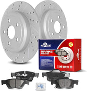 Ceramic Rear Brakes Pad and Rotors Drilled Slotted Solid Replacement Disc Brake Kits for Dodge Durango, for Jeep Grand Cherokee