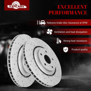 Ceramic Front Brakes Pad and Rotors Drilled Slotted Vented Replacement Disc Brake Kits for Lexus Rx350/ Rx450H/ Nx200T/ Nx300/ Nx300H, for Toyota Highlander 2008-2019/ Sienna 2011-2020