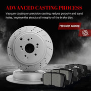 Ceramic Rear Brakes Pad and Rotors Drilled Slotted Solid Replacement Disc Brake Kits for Acura Mdx 2001 2002 2003 2004 2005 2006, for Honda Pilot 2003 2004 2005 2006 2007 2008