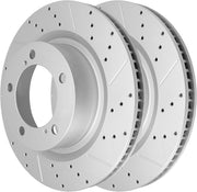 Front Drilled and Slotted Disc Brake Rotors Replacement for Lexus Lx570 2016-2021, for Toyota Sequoia 2008-2022/ Tundra 2007-2021/ Land Cruiser 2016 2017 2018 2019 2020 2021