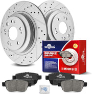 Ceramic Rear Brakes Pad and Rotors Drilled Slotted Solid Disc Brake Kits for Acura Tl 2009 - 2014