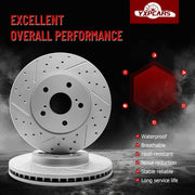 Front Drilled and Slotted Disc Brake Rotors for Lexus Es300 2002-2003/ Is250 2006 2007 2008 2009 2010 2011 2012 2013/ (Is250 2014-2015 Base, F Sport), for Toyota Avalon Camry Sienna Solara