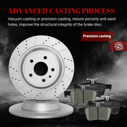 Ceramic Rear Brakes Pad and Rotors Drilled Slotted Solid Replacement Disc Brake Kits for Lincoln Mkz 2013-2016 Hybrid, Ford Fusion 2013 2014 2015 2016 2017 2018 2019 2020 Except Energi