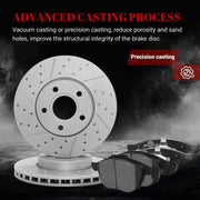 Front & Rear Drilled Slotted Rotors and Ceramic Disc Brake Pads Kit for Ford C-Max 2018,C-Max 2013 2014 2015 2016 Hybrid Se/Hybrid Sel, C-Max 2017 Hybrid Se/Hybrid Titanium
