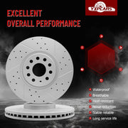 Front Drilled and Slotted Disc Brake Rotors Replacement for Nissan Rogue 2008 2009 2010 2011 2012 2013/ Rogue Select 2014-2015/ Sentra 2007-2012 Se-R