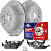 Ceramic Rear Brakes Pad and Rotors Drilled Slotted Vented Replacement Disc Brake Kits for Ford F-150 2005 2006 2007 2008 2009 2010 2011, for Lincoln Mark Lt 2006-2008 (6 Lug)
