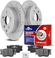 Ceramic Rear Brakes Pad and Rotors Drilled Slotted Solid Replacement Disc Brake Kits for Lexus HS250H 2010-2012, for Toyota RAV4 2006 2007 2008 2009 2010 2011 2012 2013 2014 2015 2016 2017 2018