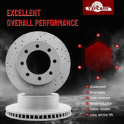 Front Drilled and Slotted Disc Brake Rotors for Dodge Ram 1500 2006 8 Lug Except Srt-10, for Dodge Ram 1500 2007-2008 8 Lug, for Dodge Ram 2500/3500 2003 2004-2008, for Dodge Ram 3500 2005-2008