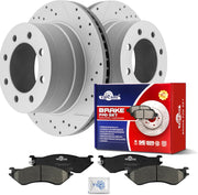 Ceramic Rear Brakes Pad and Rotors Drilled Slotted Vented Replacement Disc Brake Kits for Dodge Ram 3500 2003 2004 2005 2006 2007 2008 Srw Or Drw Models (2Wd Or 4Wd)