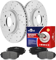 Ceramic Front Brakes Pad and Rotors Drilled Slotted Vented Replacement Disc Brake Kits for Ford Edge 2007-2009 Fwd, for Lincoln Mkx 2007 2008 2009 Fwd (11.65 Inch)