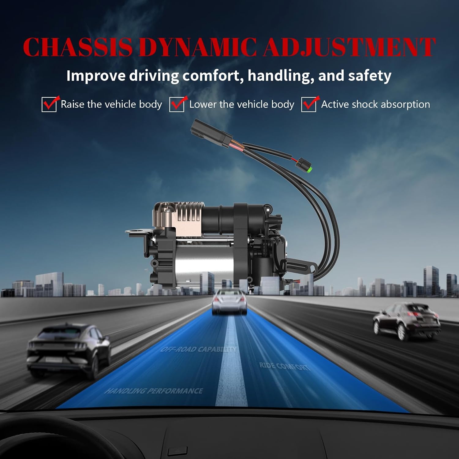 Air Suspension Compressor for Air Ride Pump Compatible with Ram 1500 2013 2014 2015 2016 2017 2018 Parts# 4877128AA