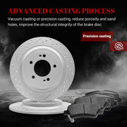 Ceramic Rear Brakes Pad and Rotors Drilled Slotted Solid Replacement Disc Brake Kits for Hyundai Tucson Gas 2016-2017/ Tucson 2018