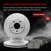 Ceramic Front Brakes Pad and Rotors Drilled Slotted Vented Replacement Disc Brake Kits for Cadillac Ats 2013 2014 2015 2016 2017 Not For Brembo Brakes