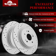 Ceramic Rear Brakes Pad and Rotors Drilled Slotted Solid Replacement Disc Brake Kits for Acura TLX 2015 2016 2017 2018 2019 2020