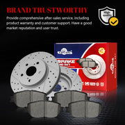 Ceramic Front Brakes Pad and Rotors Drilled Slotted Vented Disc Brake Kits for Toyota Camry 2002 2003 2004 With 296 mm Diameter Front Rotor And Straight Hat Design