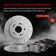 Ceramic Rear Brakes Pad and Rotors Drilled Slotted Solid Replacement Disc Brake Kits for Acura Tsx 2009-2014, for Honda Accord 2008 2009 2010 2011 2012 2013 2014 2015 2016 2017