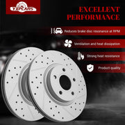 Front & Rear Drilled Slotted Rotors and Ceramic Disc Brake Pads Kit for Ford Escape 2017 2018 2019 1.5L Fwd; 2.5L