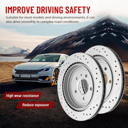 Rear Drilled and Slotted Disc Brake Rotors for Cadillac Ats 2013-2015, Ats 2016-2018 Exc V, Ats 2019 Exc V/Coupe