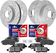 Front & Rear Drilled Slotted Rotors and Ceramic Disc Brake Pads Kit for Nissan Sentra 2013 2014 2015 2016/ Sentra Naturally Aspirated 2017 2018 2019