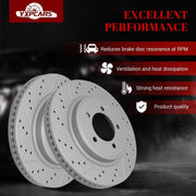 Ceramic Front Brakes Pad and Rotors Drilled Slotted Vented Replacement Disc Brake Kits for Ford Explorer 2006-2010/ Explorer Sport Trac 2007 2008 2009 2010, for Mercury Mountaineer 2006-2010