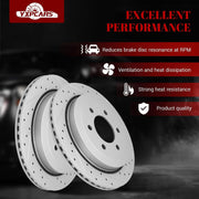 Ceramic Rear Brakes Pad and Rotors Drilled Slotted Vented Replacement Disc Brake Kits for Ford Expedition 2007 2017, for Lincoln Navigator 2007 2008 2009 2010 2011 2012 2013 2014 2015 2016 2017