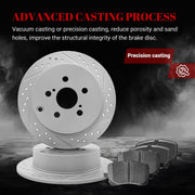 Front & Rear Drilled Slotted Rotors and Ceramic Disc Brake Pads Kit for Pontiac Vibe 2003 2004 2005 2006 Fwd, for Toyota Corolla 2005-2006 Xrs/Matrix 2003-2006 Fwd/Matrix 2007 (Rear Brake Disc)