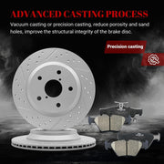 Ceramic Rear Brakes Pad and Rotors Drilled Slotted Vented Replacement Disc Brake Kits for Subaru Forester 2019 2020 2021 2022 2023 2024