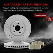 Ceramic Front Brakes Pad and Rotors Drilled Slotted Vented Replacement Disc Brake Kits for Ford Edge 2015 2016 2017 2018 2019 2020 w/ 12.44 Inch (316.0 mm)