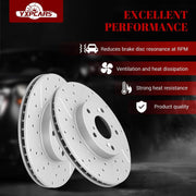 Ceramic Front Brakes Pad and Rotors Drilled Slotted Vented Replacement Disc Brake Kits for Acura CSX 2006-2011, for Accord Sedan 2003 2004 2005 2006 2007/ Civic GX 2006 2007 2008 2009 2010